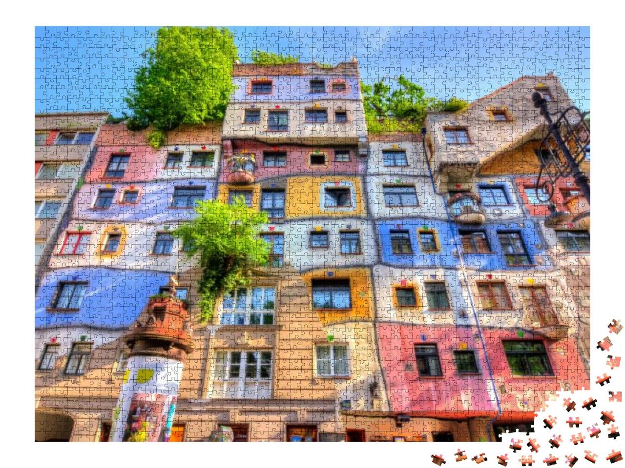 Puzzle 2000 Teile „Hundertwasserhaus in Wien, Österreich“