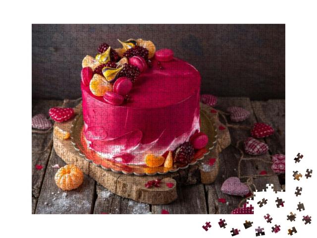 Puzzle 1000 Teile „Extravagante Torte in rot mit Wow-Effekt für alle Anlässe“