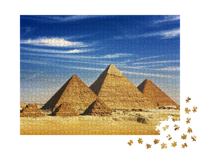 Puzzle 1000 Teile „Gesamtansicht der Pyramiden vom Gizeh-Plateau, Ägypten“