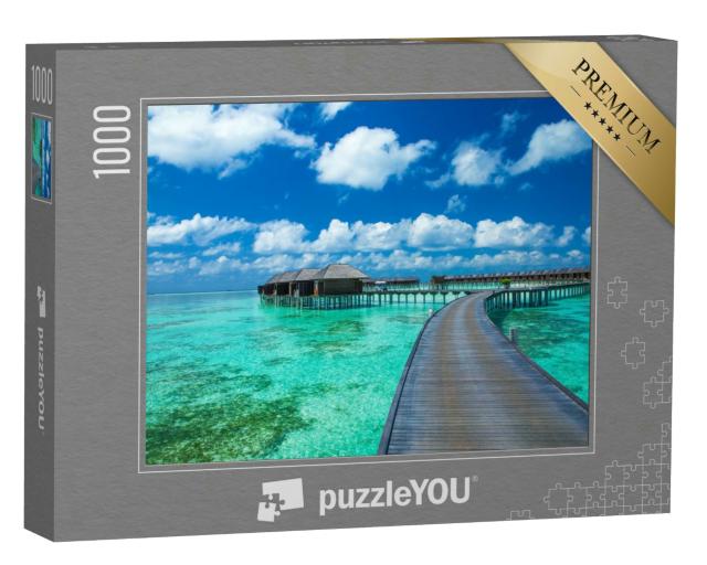 Puzzle 1000 Teile „Schöner Strand mit Wasserbungalows, Malediven“