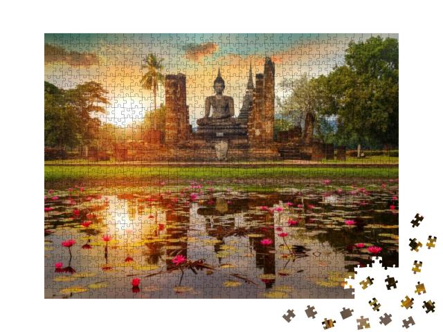 Puzzle 1000 Teile „Wat Mahathat-Tempel, UNESCO-Weltkulturerbestätte in Thailand“