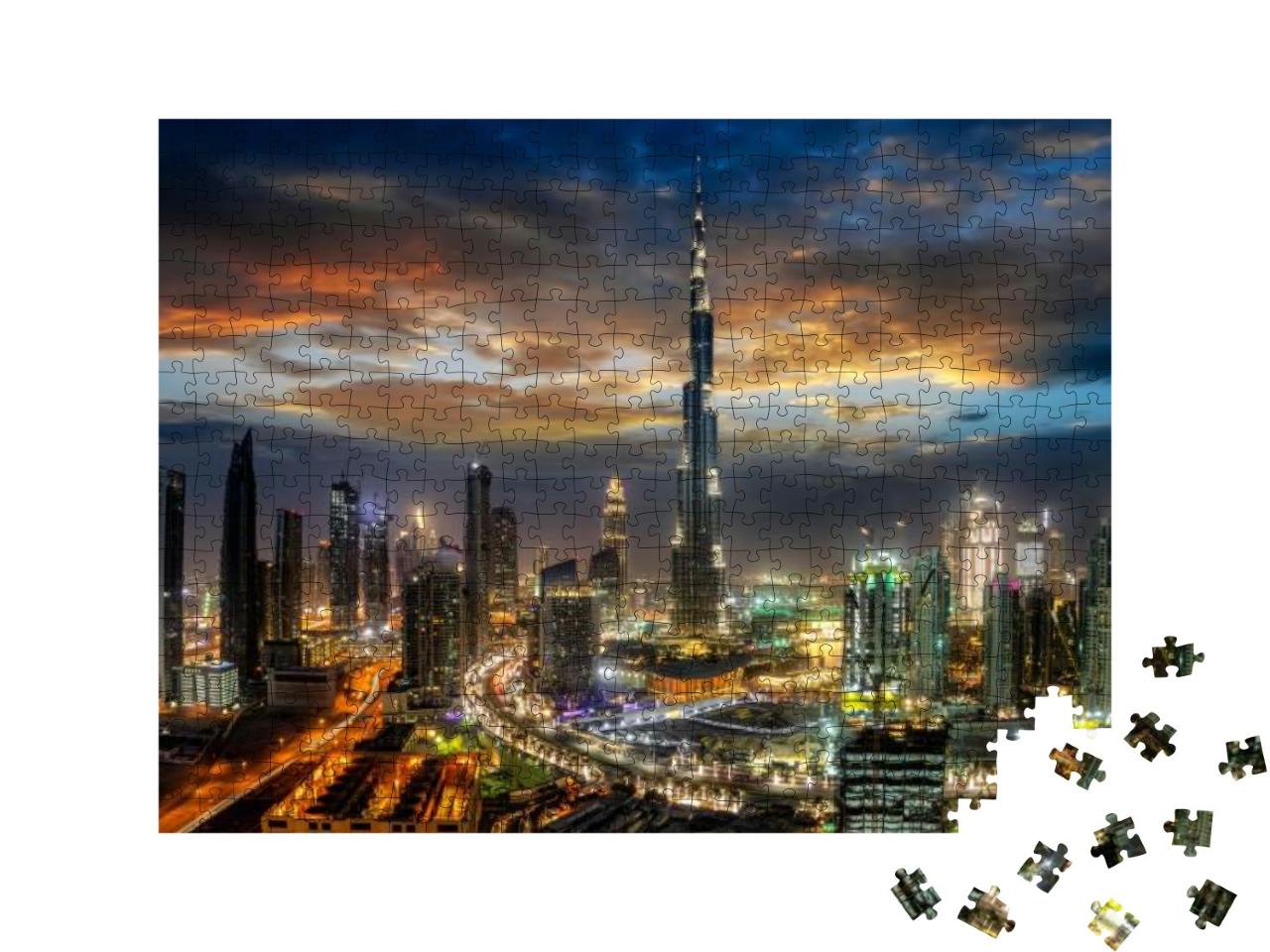 Puzzle 500 Teile „Dubai Business Bay bei Nacht“