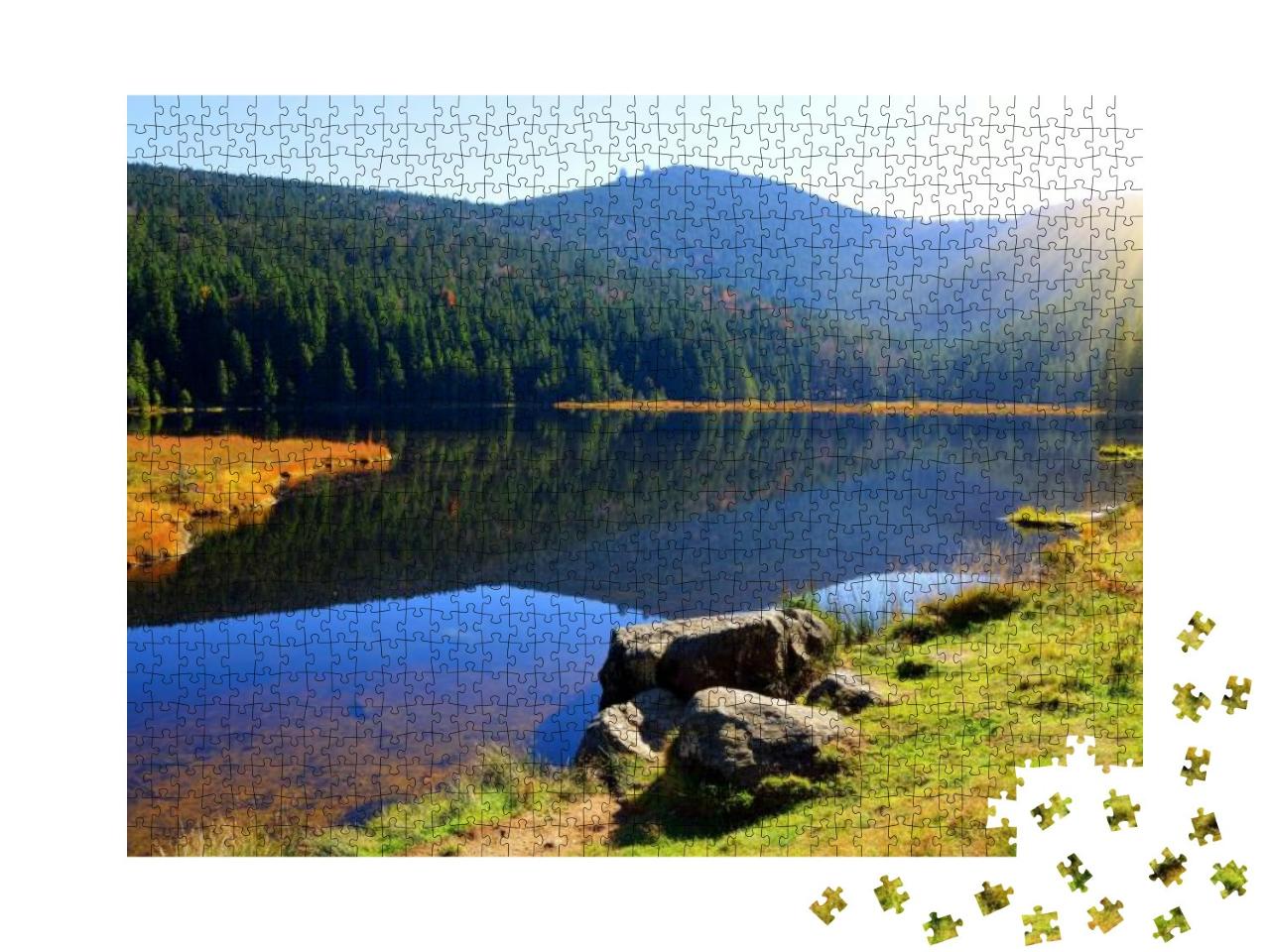 Puzzle 1000 Teile „Malerischer Kleiner Arbersee im Nationalpark Bayerischer Wald, Deutschland“