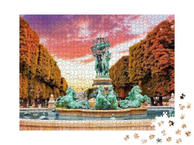 Puzzle 1000 Teile „Fontaine de Observatoir: Luxemburger Garten von Paris“