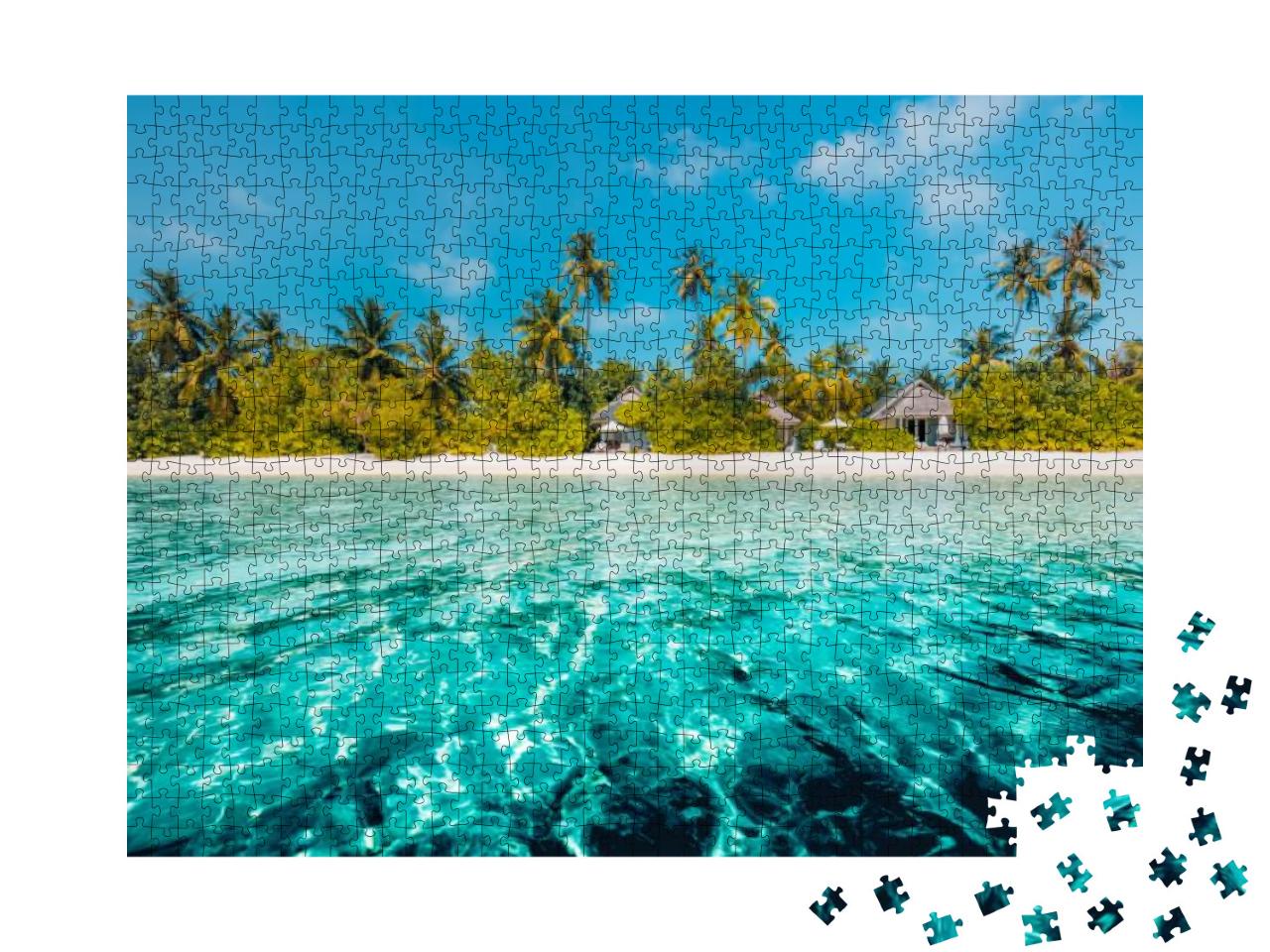 Puzzle 1000 Teile „Das blaue Meer mit einem schönen Palmenstrand“