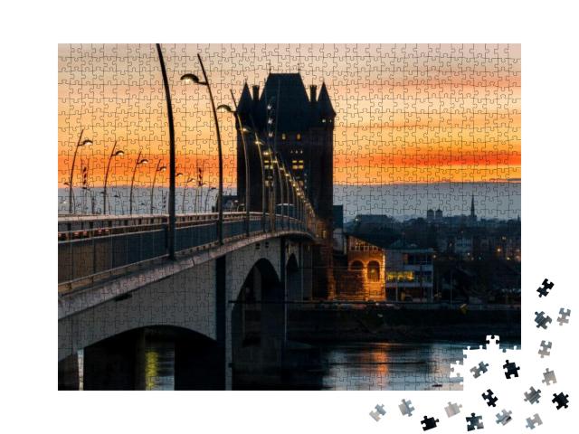 Puzzle 1000 Teile „Rheinbrücke in Worms bei Sonnenuntergang“
