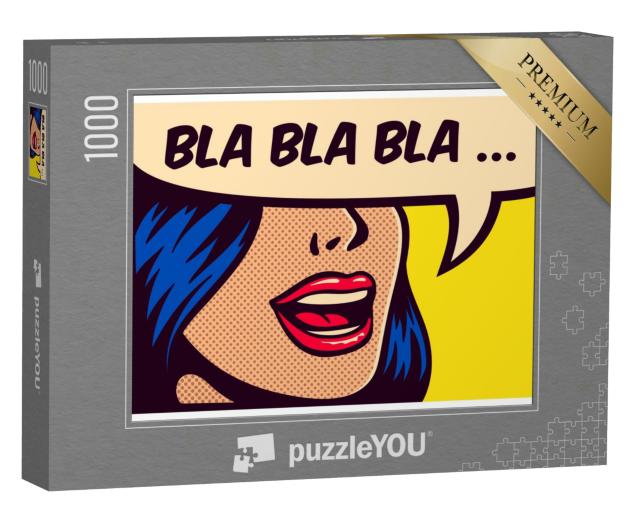Puzzle 1000 Teile „Pop-Art: ein Mädchen redet bla, bla, bla …“