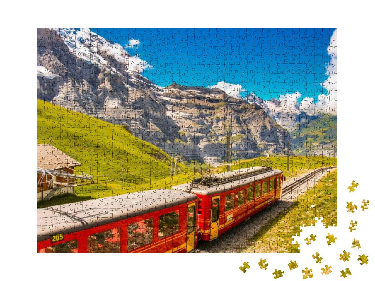 Puzzle 1000 Teile „Jungfraubahn Schweiz auf dem Weg zum Jungfraujoch, dem höchsten Bahnhof Europas“