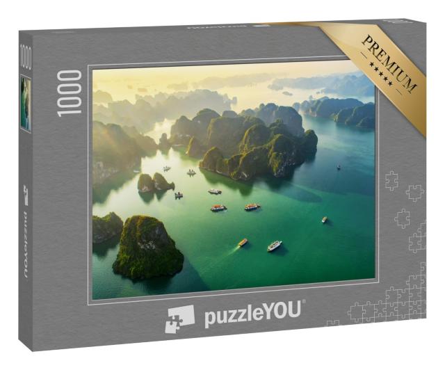 Puzzle 1000 Teile „Schwimmendes Fischerdorf in der Halong-Bucht, Vietnam, UNESCO-Weltkulturerbe“