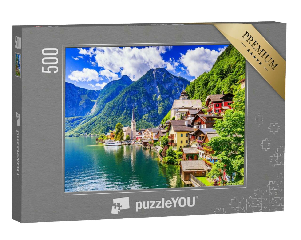 Puzzle 500 Teile „Hallstatt, Österreich: Bergdorf in den Alpen“