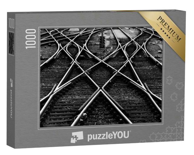 Puzzle 1000 Teile „Gleise mit Weichen und Kreuzungen: Hauptbahnhof Frankfurt am Main“