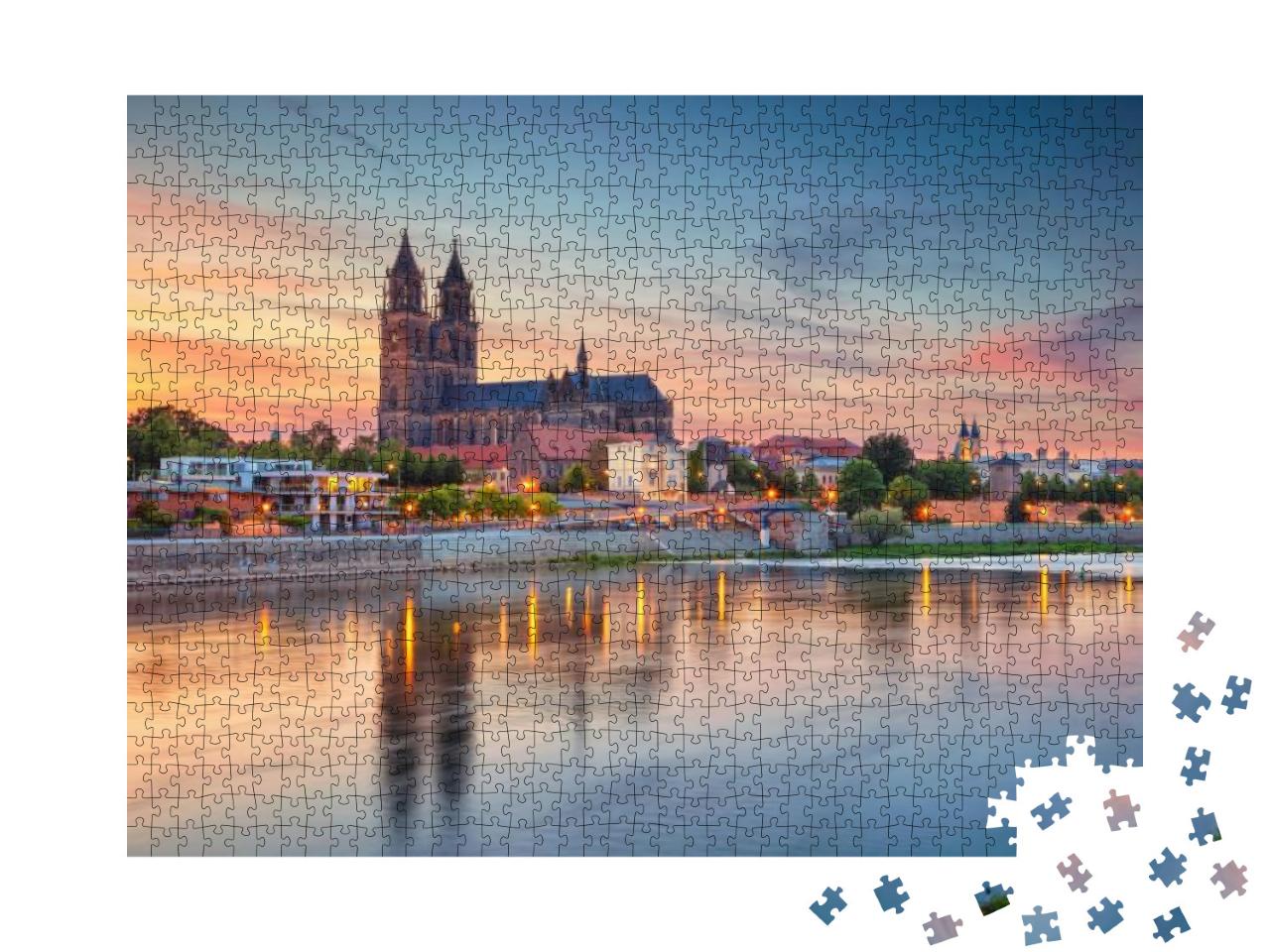Puzzle 1000 Teile „Stadtbild Bild von Magdeburg mit Elbe, Deutschland“