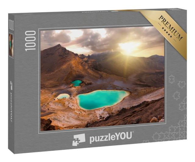 Puzzle 1000 Teile „Sonnenaufgang über den Emerald Lakes, Tongariro National Park, Neuseeland“