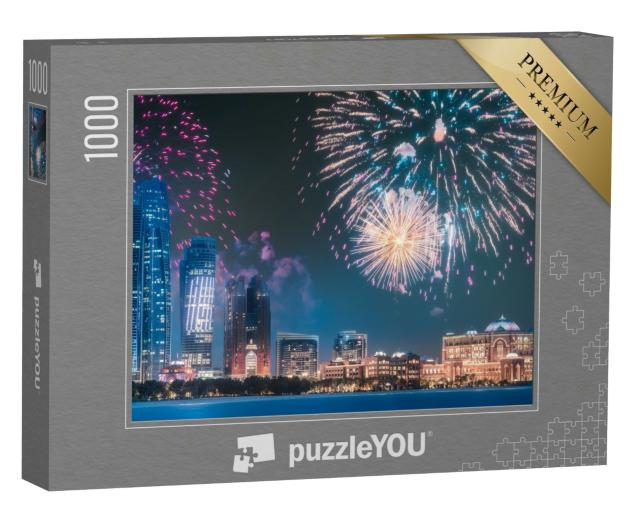 Puzzle 1000 Teile „Feuerwerk über der Skyline von Abu Dhabi“