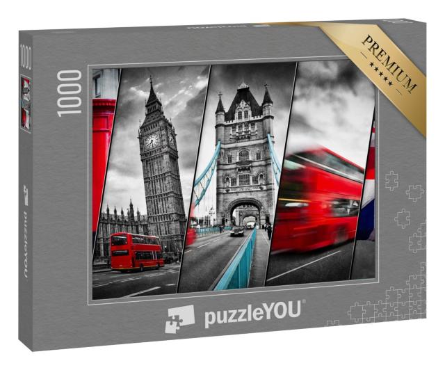 Puzzle 1000 Teile „Wunderschöne Collage berühmter Londoner Sehenswürdigkeiten“