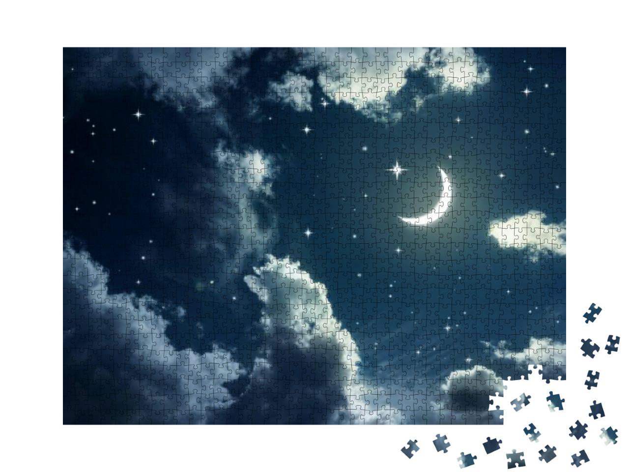 Puzzle 1000 Teile „Nachthimmel mit Sternen und Mond“