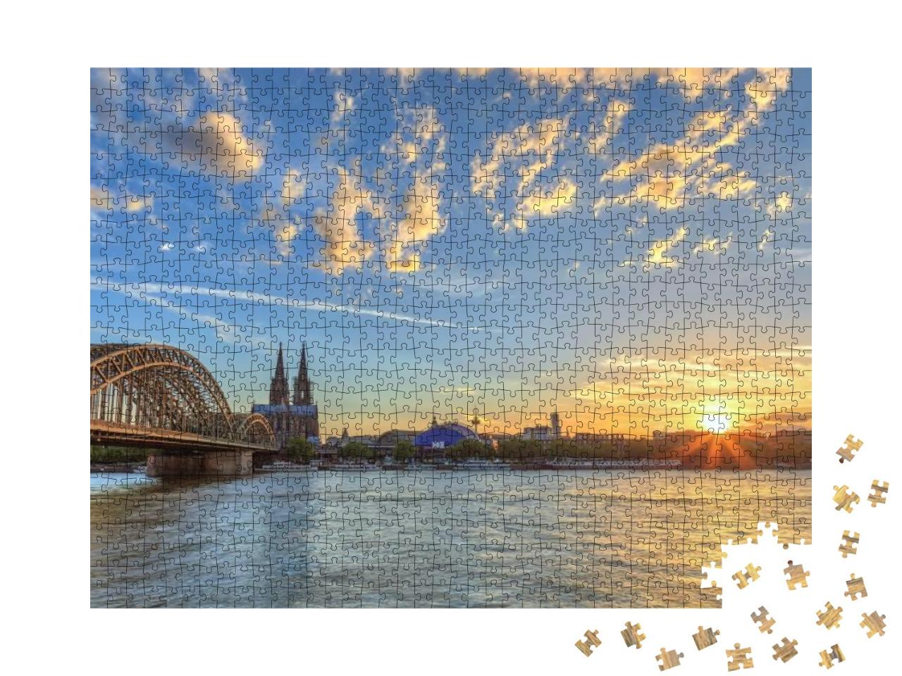 Puzzle 1000 Teile „Kölner Stadtsilhouette im Sonnenuntergang“