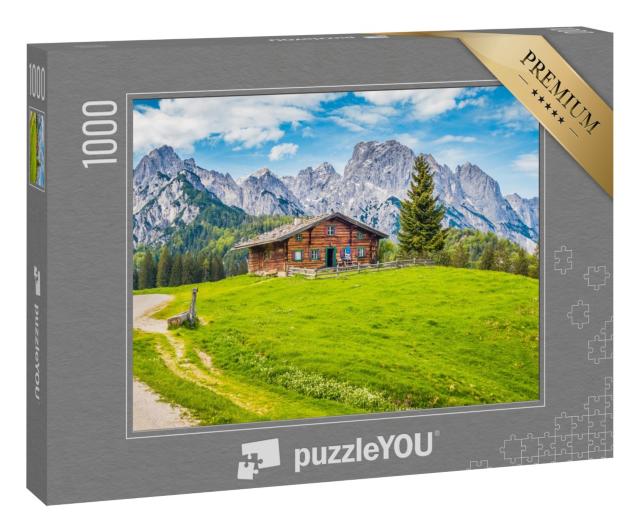 Puzzle 1000 Teile „Traditionelle Almhütte, Österreich“