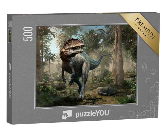 Puzzle 500 Teile „Acrocanthosaurus, Wald-Szene, 3D-Illustration“