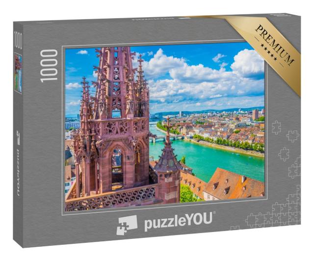 Puzzle 1000 Teile „Wunderschöner Blick von der Münsterkirche über Basel, Schweiz“