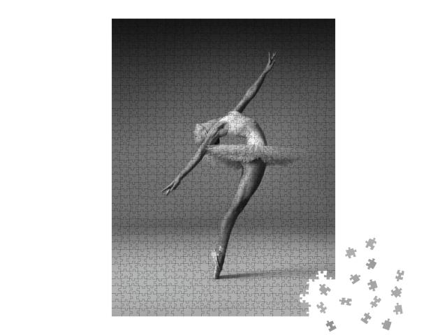 Puzzle 1000 Teile „Ballerina in Tanzpose, schwarz-weiß“