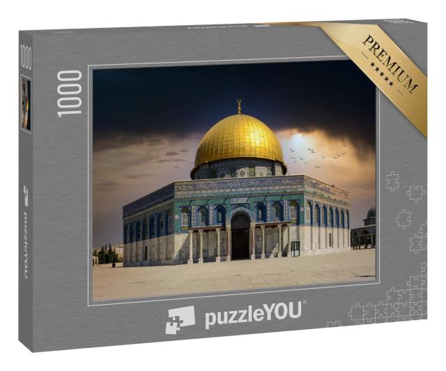 Puzzle 1000 Teile „Dunkle Gewitterwolken über dem Felsendom in Jerusalem“