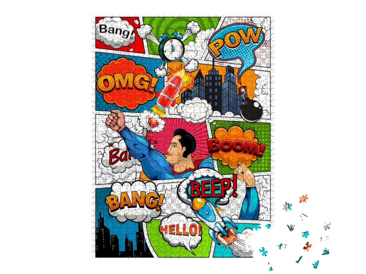 Puzzle 1000 Teile „Comic-Seite geteilt durch Linien mit Sprechblasen“