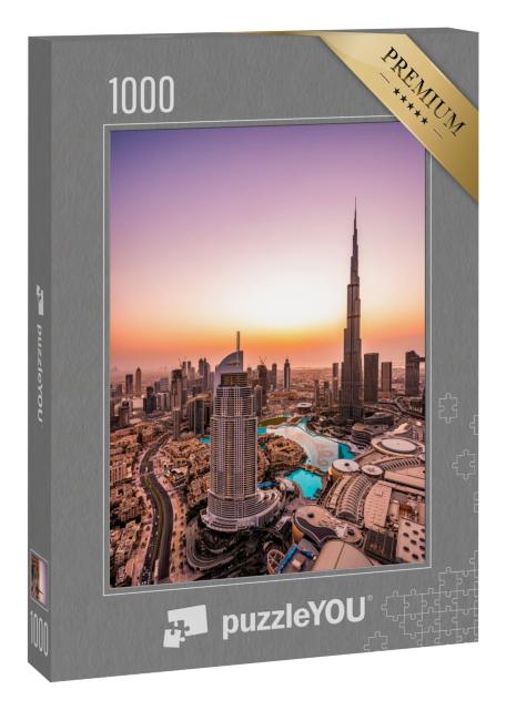 Puzzle 1000 Teile „Downtown Dubai im Sonnenuntergang“