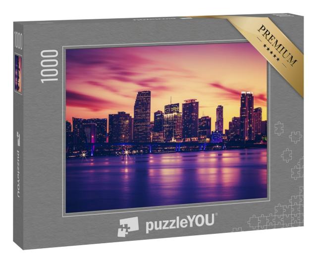Puzzle 1000 Teile „Skyline von Miami im Sonnenuntergang“