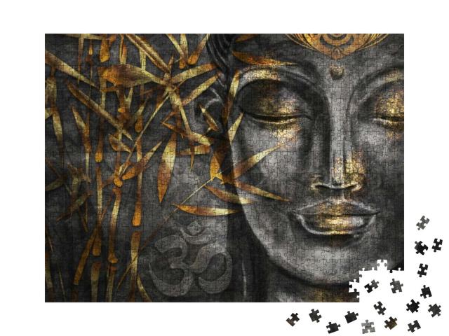 Puzzle 1000 Teile „Digitale Kunst Collage kombiniert mit Aquarell: Bodhisattva Buddha“