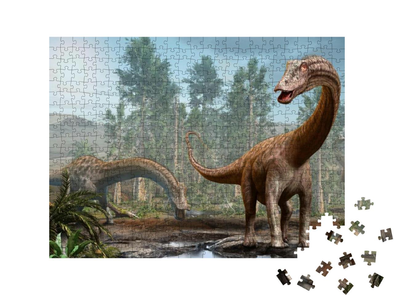 Puzzle 500 Teile „Diplodocus: Dinosaurier der Jura-Ära, 3D-Illustration“