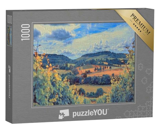 Puzzle 1000 Teile „im Stil von Paul-Cezanne - Weinberge bei Heilbronn, Deutschland - Puzzle-Kollektion Künstler & Gemälde“