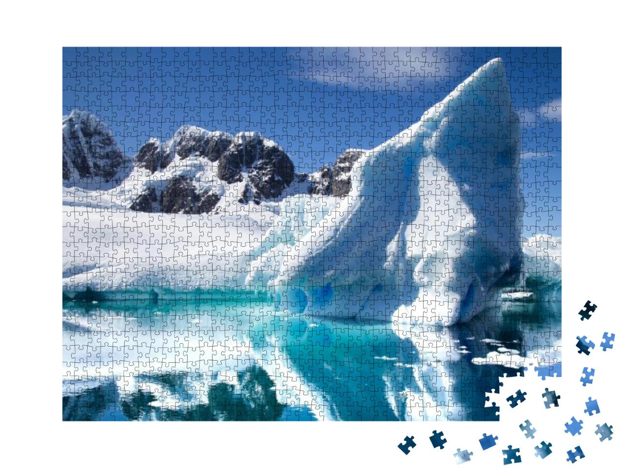 Puzzle 1000 Teile „Antarktische Landschaft mit Eisbergen im Vordergrund“