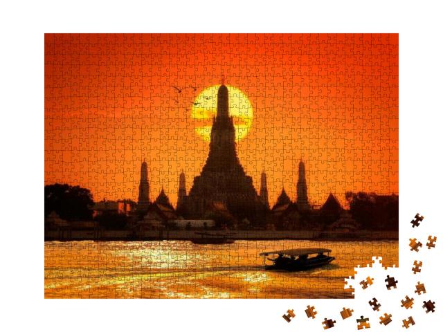 Puzzle 1000 Teile „Wat Arun bei Sonnenuntergang in Bangkok, Thailand“