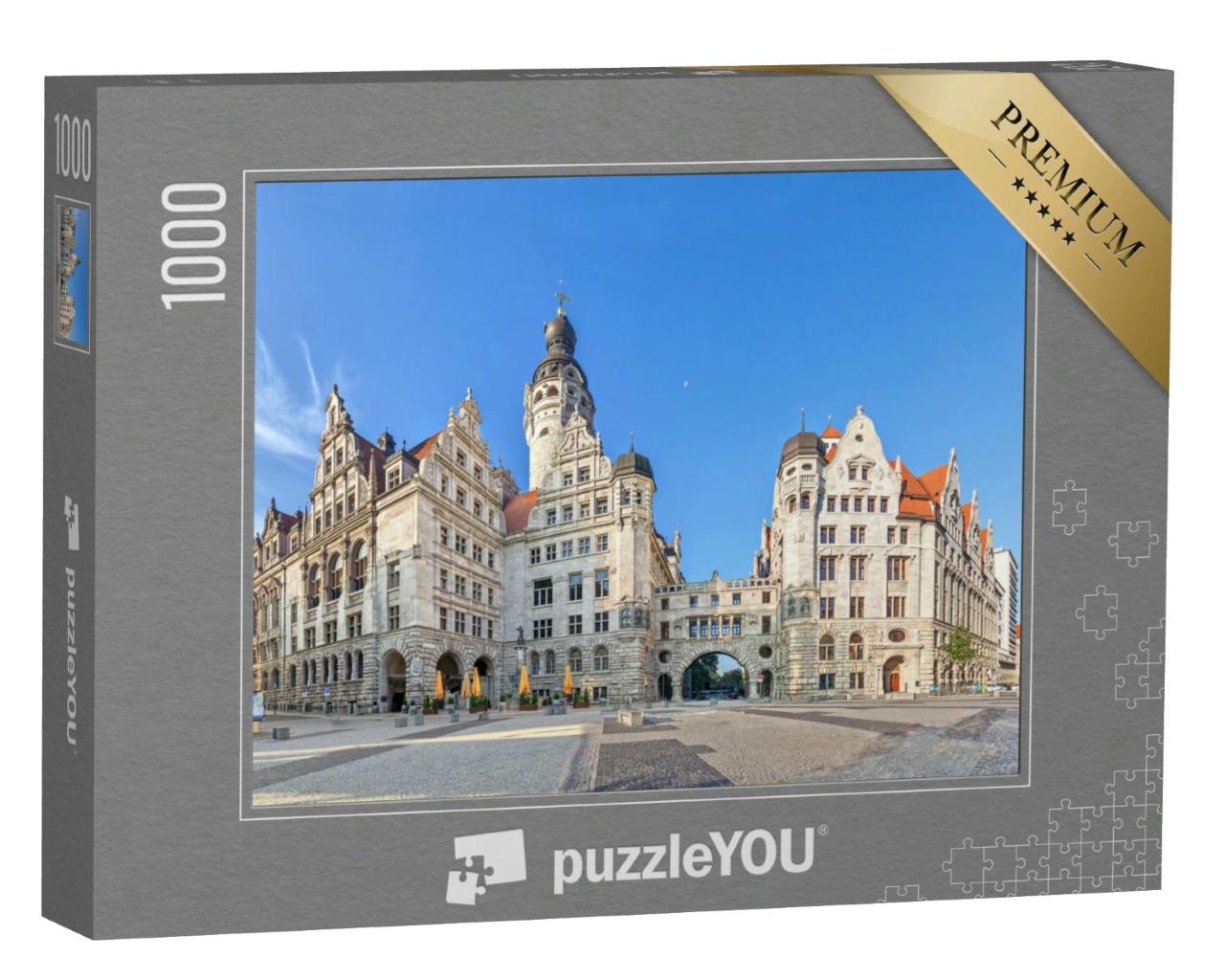 Puzzle 1000 Teile „Neues Rathaus: Blick vom Burgplatz, Leipzig, Sachsen, Deutschland“