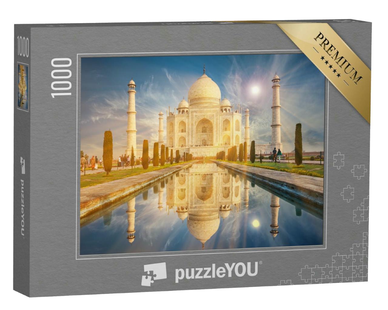 Puzzle 1000 Teile „Am Südufer des Yamuna liegt das Das Taj Mahal, Agra, Uttar Paradesh“