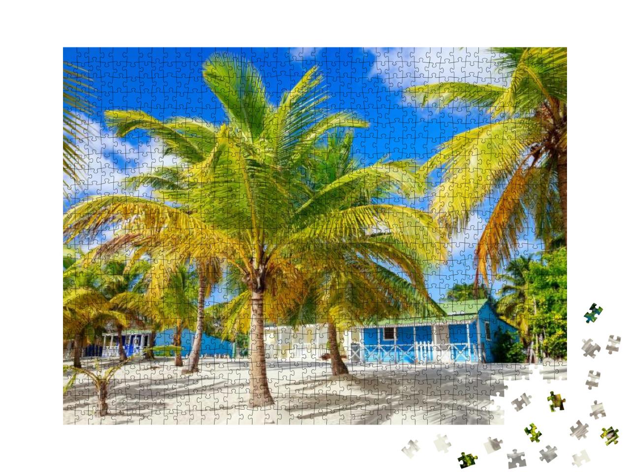 Puzzle 1000 Teile „Wunderschöne Häuser am Strand, Saona, Dominikanische Republik“
