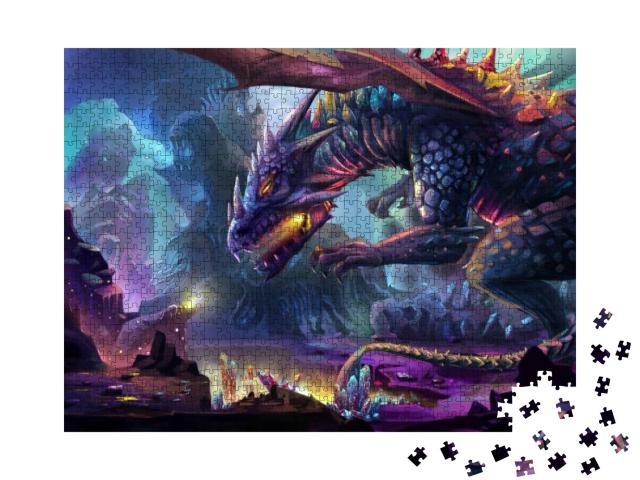 Puzzle 1000 Teile „Illustration: Der Drachenplanet“