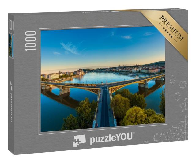 Puzzle 1000 Teile „Erstaunliche Panoramafotografie über die Margaretenbrücke in Budapest, Ungarn“