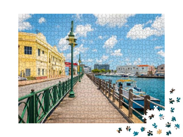 Puzzle 1000 Teile „Promenade am Yachthafen von Bridgetown, Barbados, Karibik“