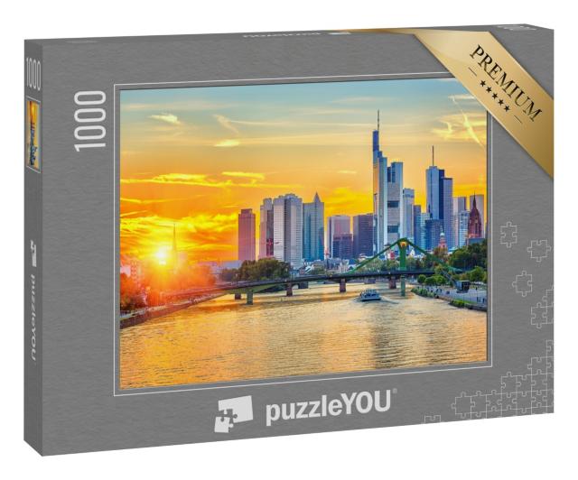 Puzzle 1000 Teile „Sonnenuntergang über Frankfurt am Main, Deutschland“