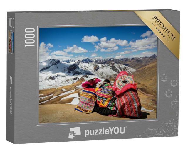 Puzzle 1000 Teile „Peru: Menschen besichtigen die Anden und ihre Landschaft“