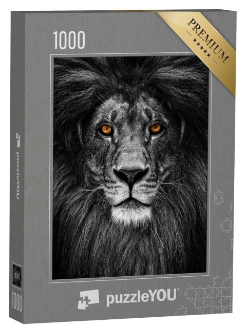 Puzzle 1000 Teile „Porträt eines Löwen mit feurigem Blick“