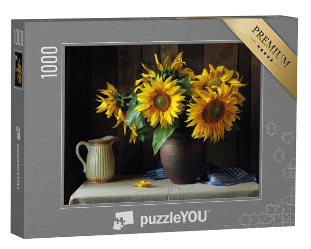 Puzzle 1000 Teile „Blumenstrauß von Sonnenblumen, schönes Arrangement“