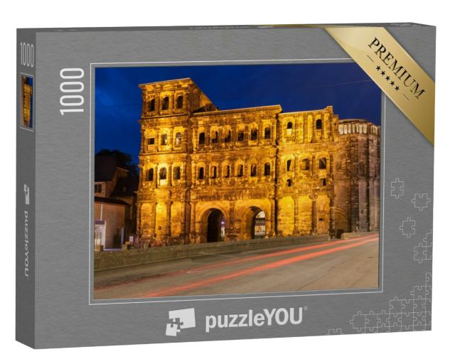 Puzzle 1000 Teile „Römisches Tor in Trier bei Nacht, Rheinland Pfalz“