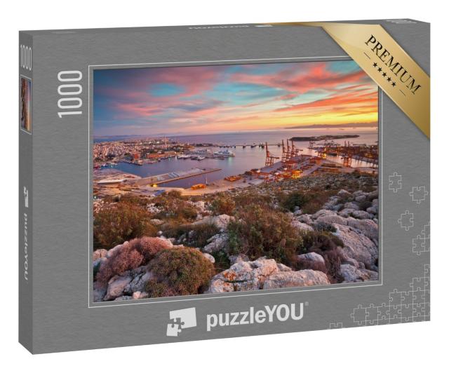 Puzzle 1000 Teile „Blick auf den Hafen von Piräus in Athen, Griechenland“