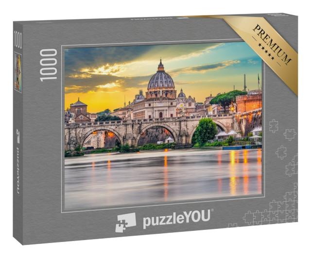 Puzzle 1000 Teile „Petersdom und Brücke Ponte Vittorio Emanuele II im Vatikan, Rom“