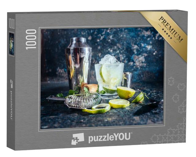 Puzzle 1000 Teile „Erfrischungsgetränk mit Wodka und Limette: gefrorenes Glas“
