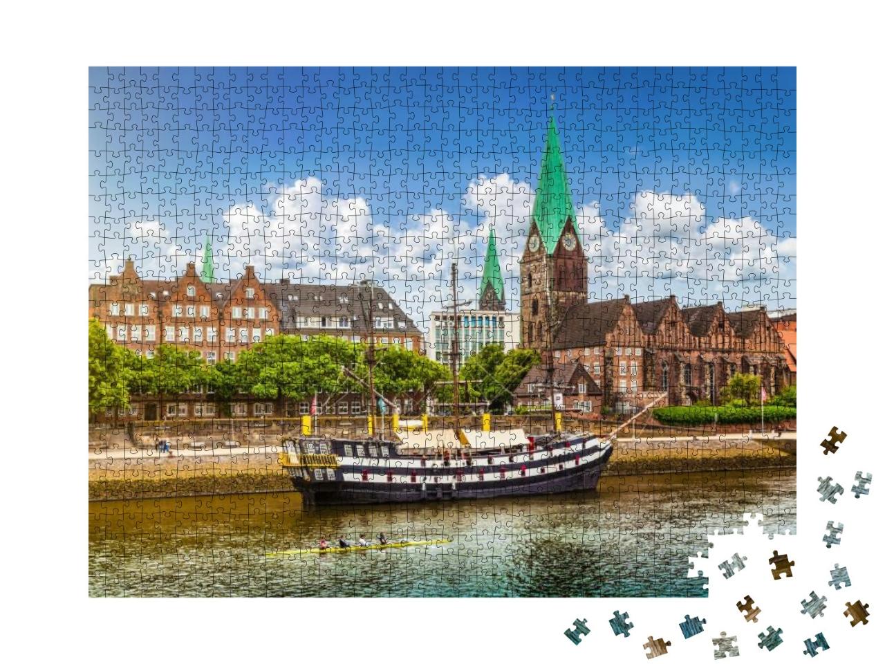 Puzzle 1000 Teile „Historische Stadt Bremen an der Weser, Deutschland“