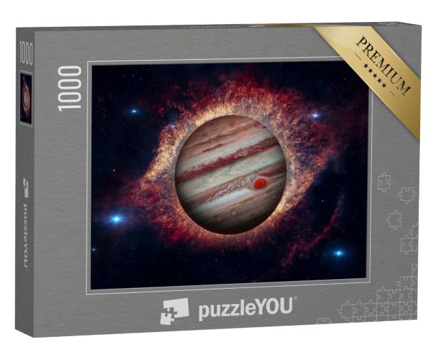 Puzzle 1000 Teile „Jupiter, der fünfte Planet von der Sonne und der größte im Sonnensystem“